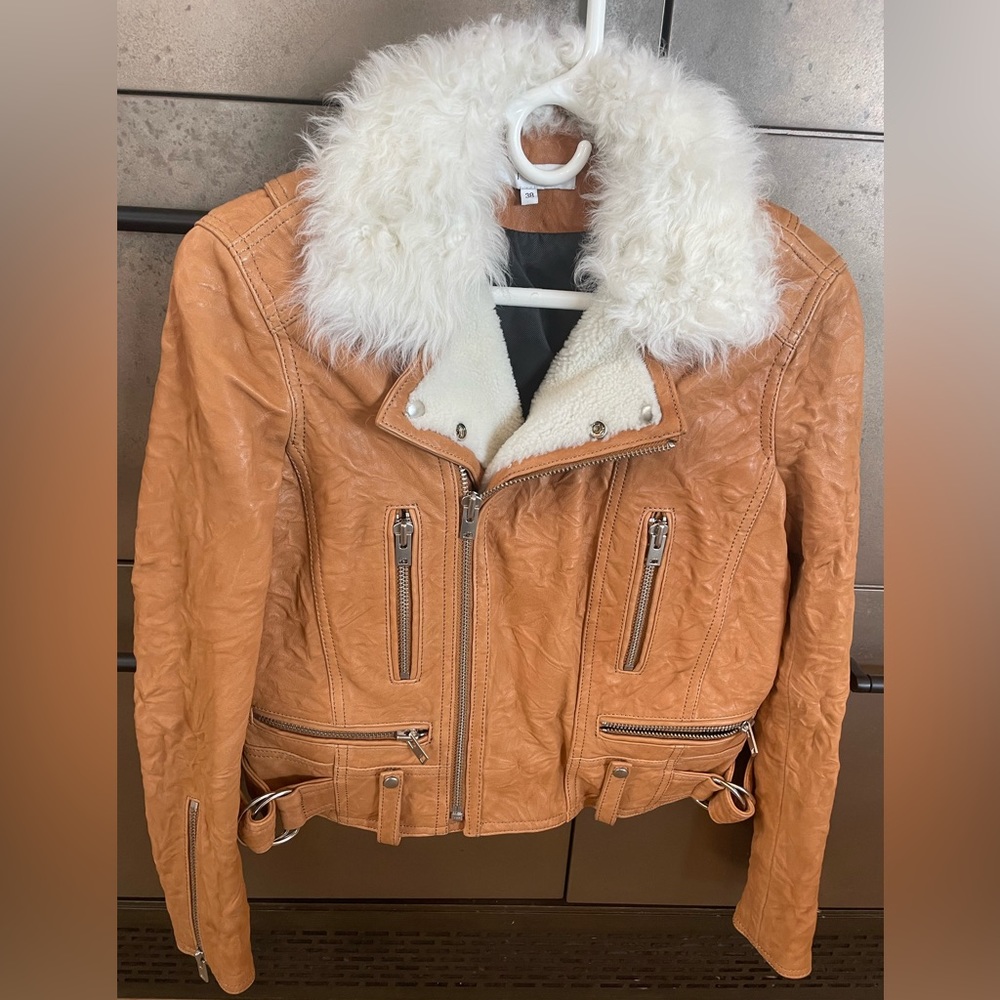 IRO FUR LINED NEVER WORN LEATHER JACKET